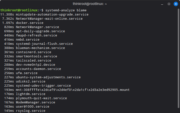 systemd-analyze-blame